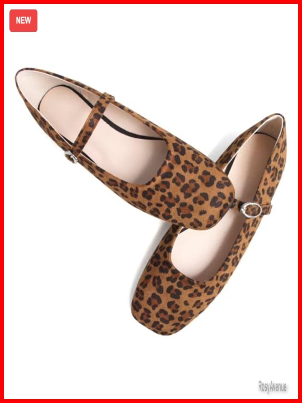Women's Mary Jane Flats Square Toe Adjustable Buckle Strap Ballet Shoes